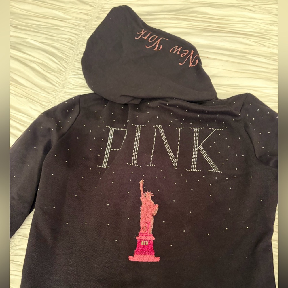 Victoria secret PINK bling new York Statue of Liberty hoodie full zip hoodie